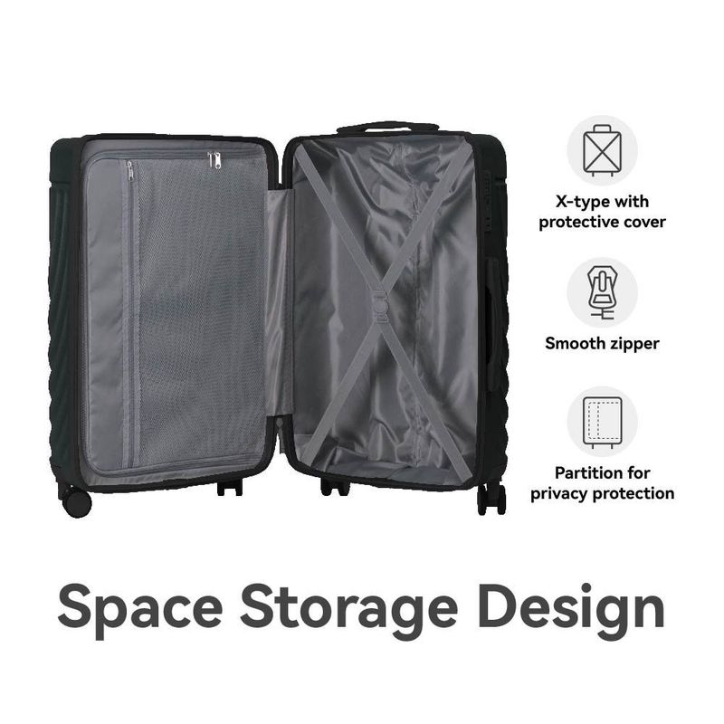 Luggage Sets ABS Hardshell 3pcs Luggage, Lightweight Durable Suitcase Sets Spinner Wheels Suitcase With TSA Lock 20''24''28'' Available(Dark Green)_voghion.com