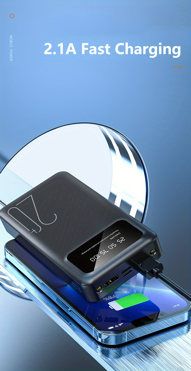 10000/20000 MAh High-capacity Portable Power Bank, 5V2.1A Portable USB Charger, Compatible With Android/iPhone Devices_voghion.com