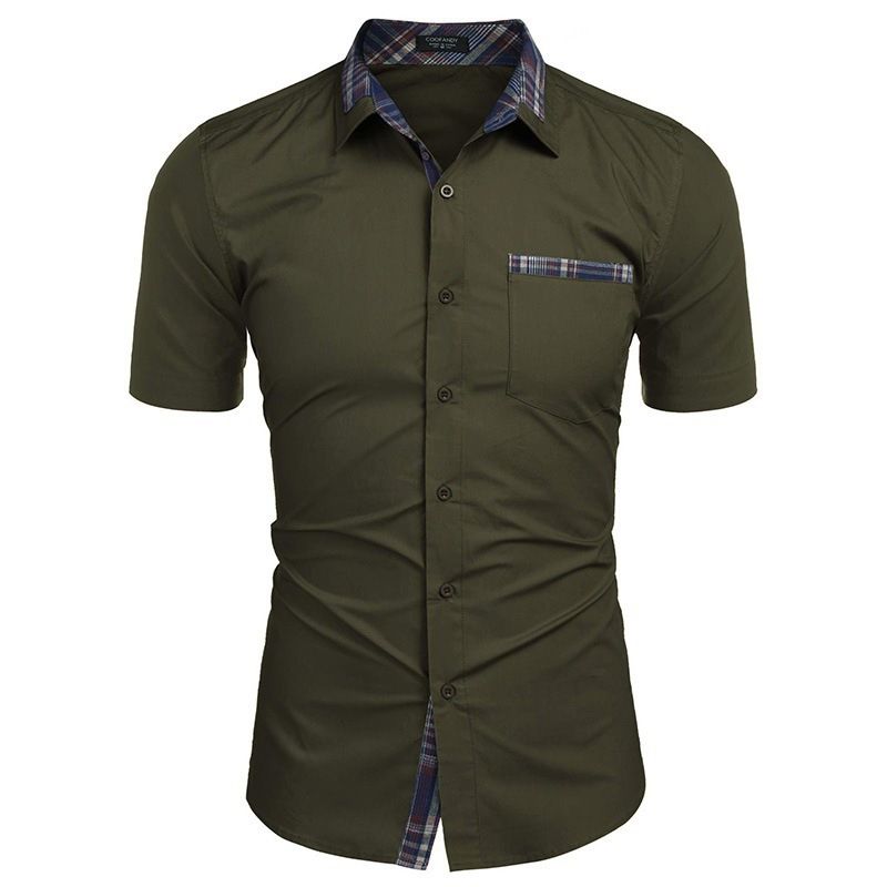 Camicia casual a quadri da uomo, a maniche corte, di qualità imbattibile, per l'estate 2025._voghion.com