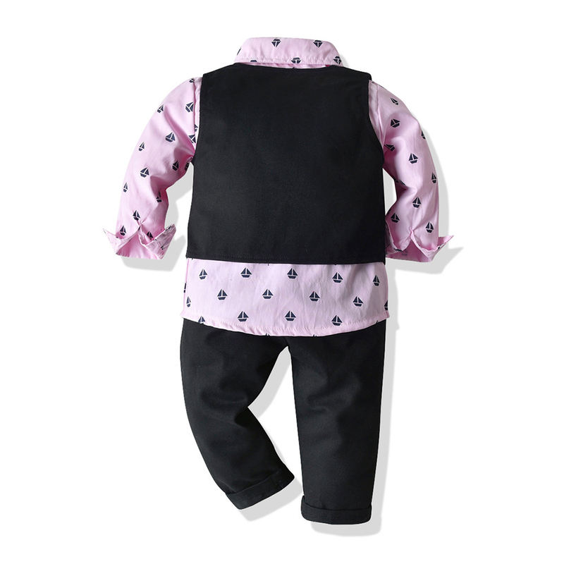 Babyklær Seilbåtskjortevest tredelt barnedress med sløyfe_voghion.com