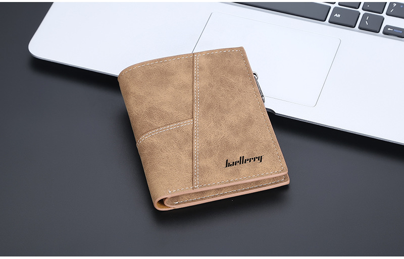 Baellery Portafoglio da uomo Opaco Corto Fermasoldi Multi-Card Portamonete Moda Cerniera Portafoglio verticale Clip_voghion.com