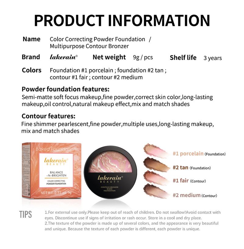 Bronzer & Highlighter Lakerain Marble Baked Powder Contouring Palette, Natürliche Modifikation von Nasenschatten, Rouge, Highlight Contouring Powder_voghion.com