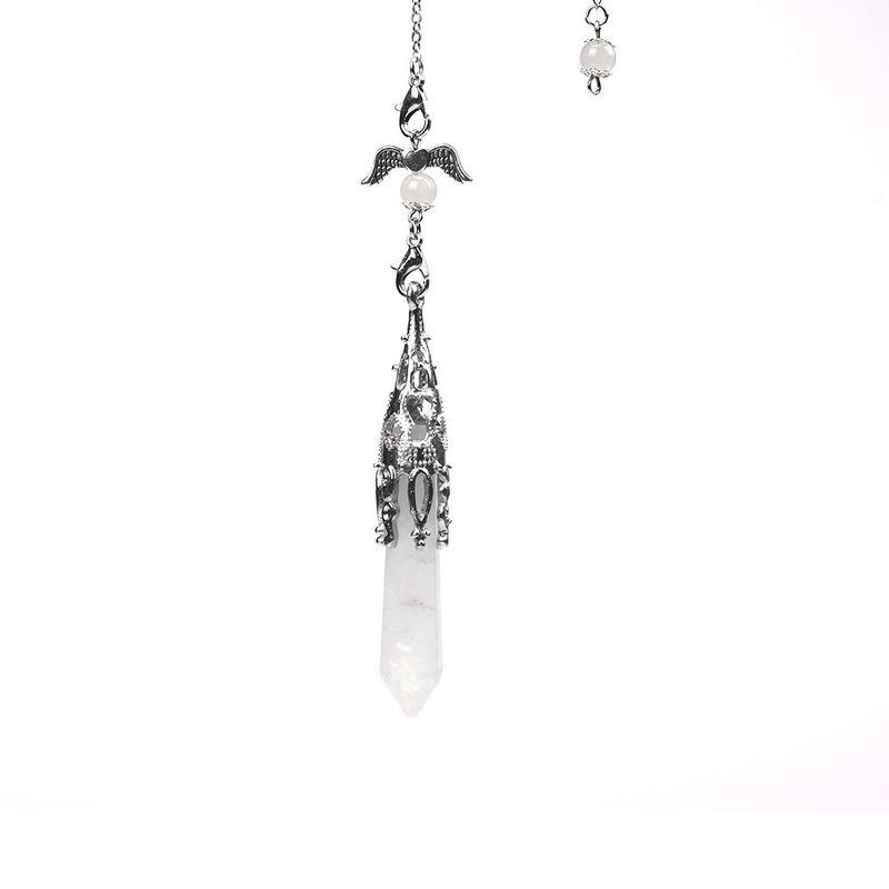 Ciondolo a pendolo esagonale in cristallo di ametista - Design con ali d'angelo, gioiello curativo in pietra naturale, regalo di compleanno perfetto._voghion.com