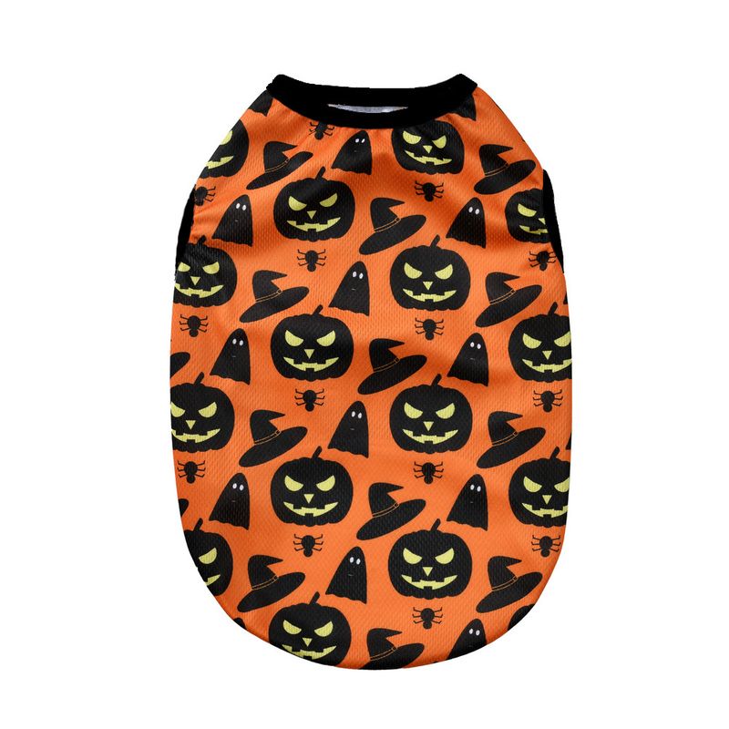 New Summer Sun Protection Vest Halloween Pumpkin Print Small And Medium Dog Cat Pet Clothes_voghion.com