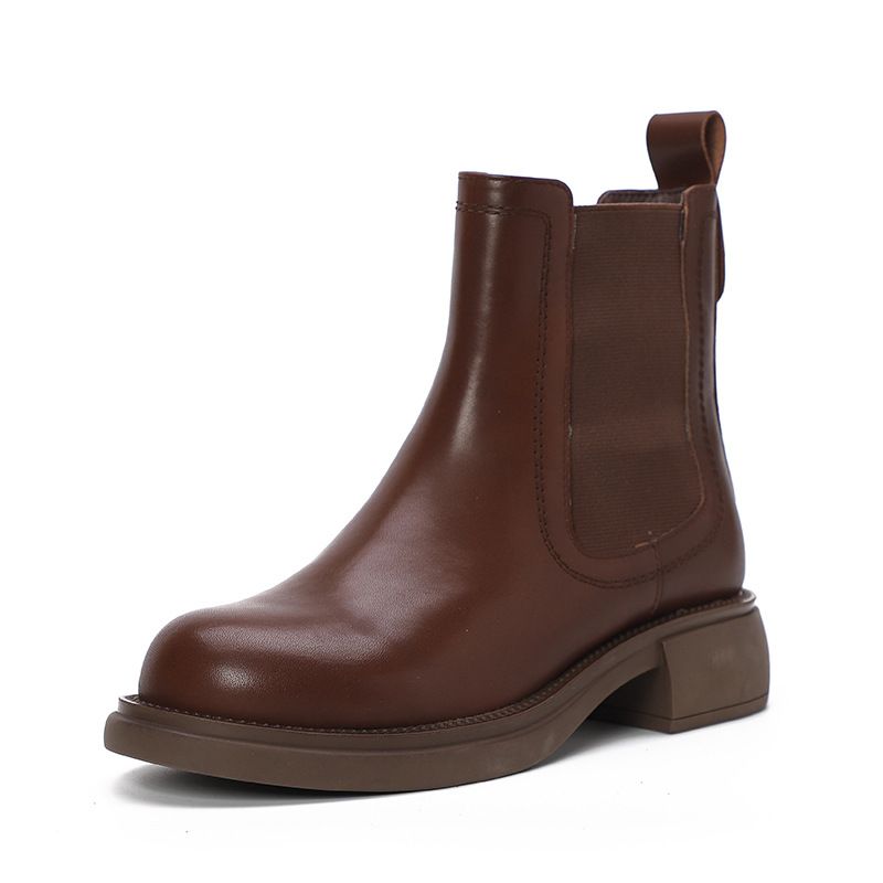 Stivali nuovi Huizu Mei in vera pelle, suola morbida, casual, versatili e traspiranti, per donna, colore consumato, tubo corto_voghion.com