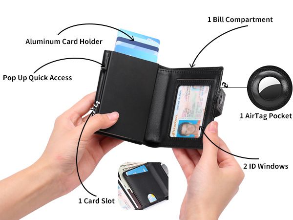 Muški kožni držač za kartice, automatski držač za kartice, novčanik, muški automatski držač za kartice, RFID antimagnetski, protiv krađe_voghion.com