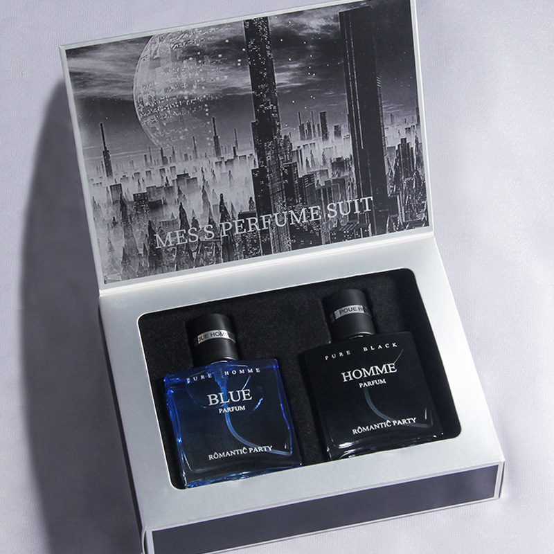 Charming Men's perfume Gift Box Lasting Fragrance Blue Student Gulong perfume Set 2 Bottle with Crystal 60ML_voghion.com
