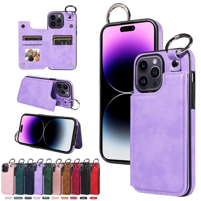 Portafoglio magnetico anti goccia anello di sollevamento custodia in pelle per iPhone 15 14 Max 13 Mini 12 Pro 11 SE 2020 X XS XR_voghion.com