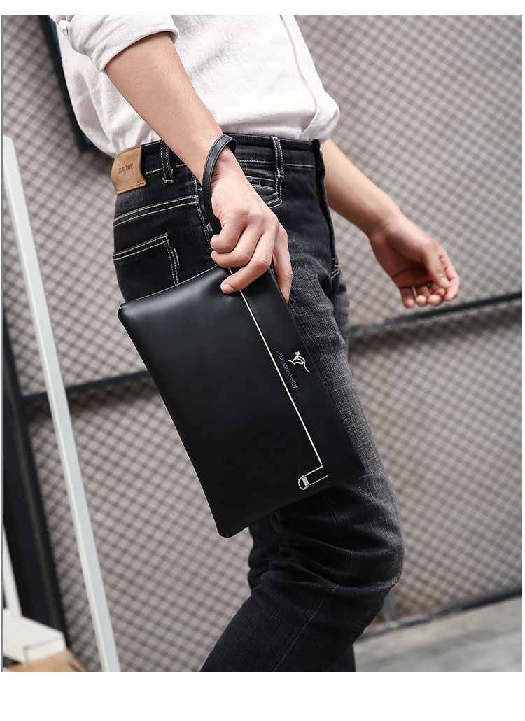 Men's ClutchBag Wrist Bag Fashion Clip Bag Men's Holding Bag Large Capacity Business Envelope Bag_voghion.com