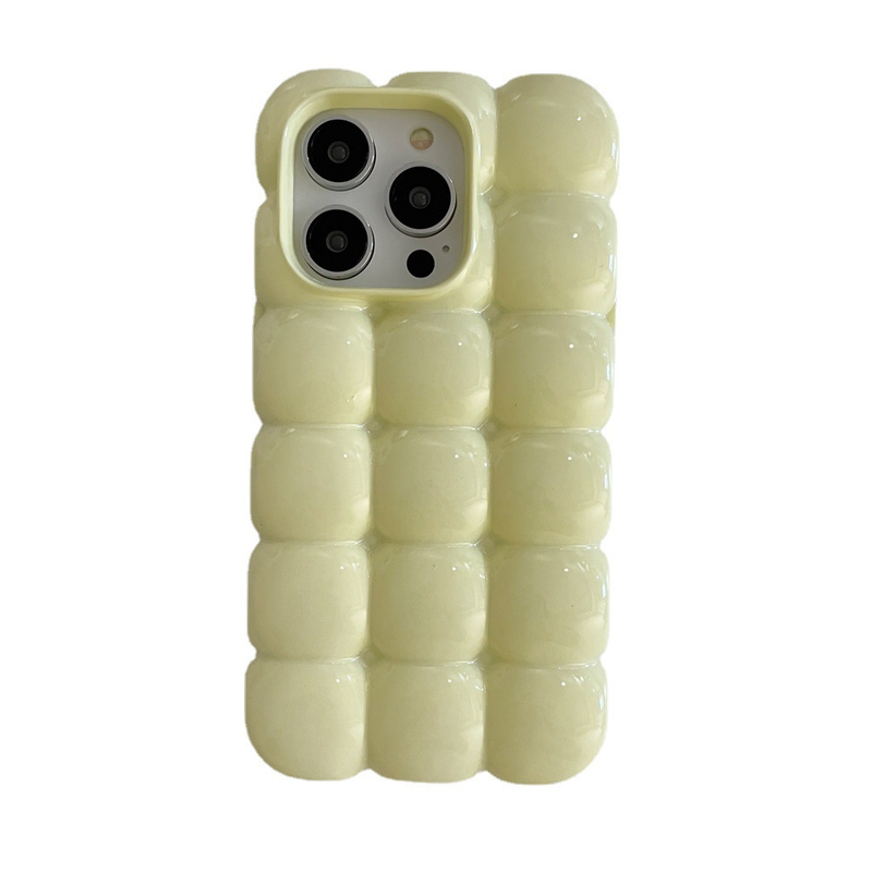 Solid Color Puff Egg Waffle Phone Compatible With IPhone 16 15 Pro Max 3D 14 Niche 13 Soft Case_voghion.com