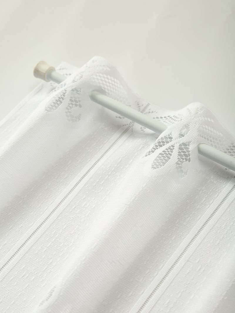 Nordic White Lace Kitchen Curtain - Breathable Polyester Cafe Curtain For Windows & Doors (80% Polyester, 20% Cotton, 3 Sizes, Rod Pocket Design)_voghion.com