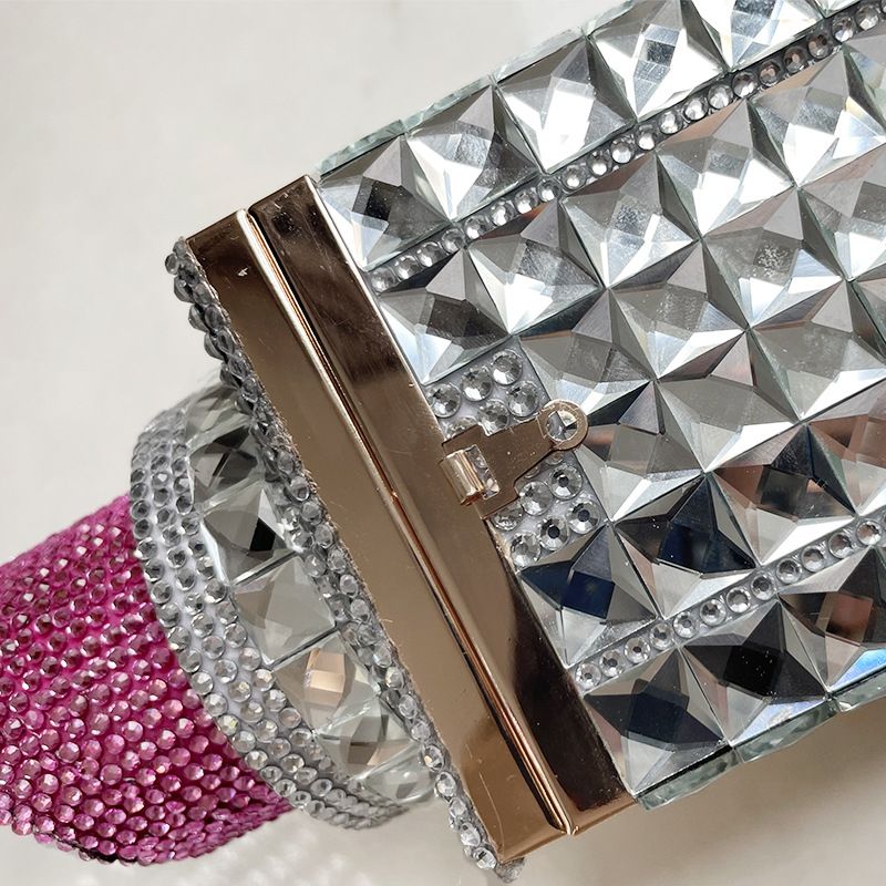 trendig diamant läppstift kedja axel budväska kvinnor clutch väskor strass kvällsväska kvinnor_voghion.com