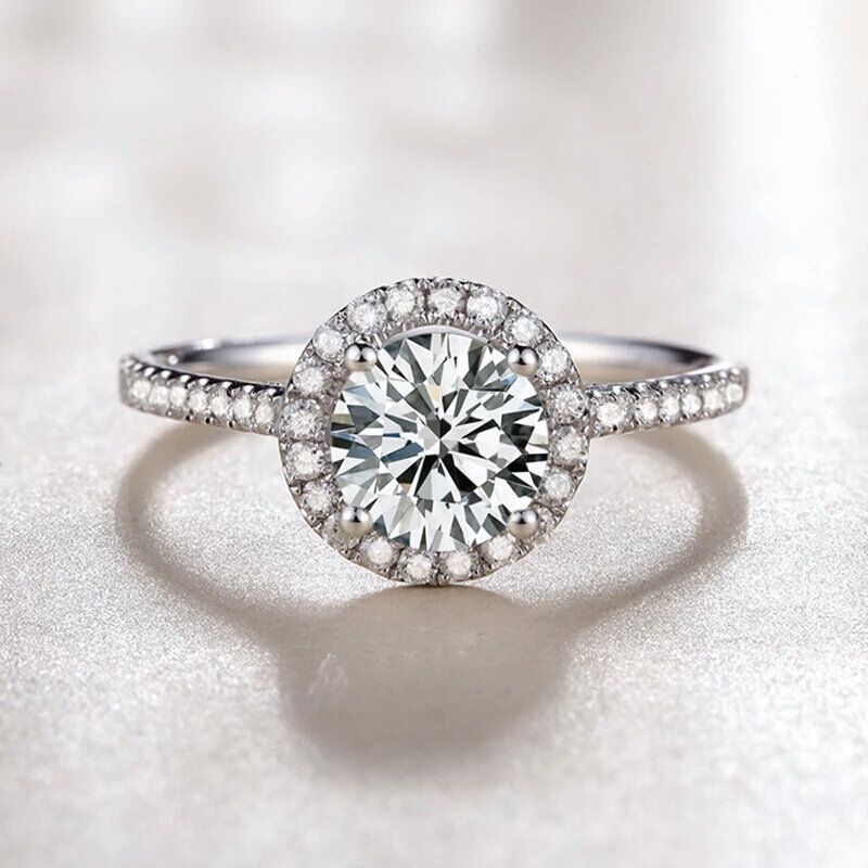 Mosang Stone Round Bag For Women Rings Korean Version Six Claw Silver Ring Live Broadcast_voghion.com