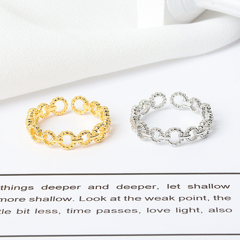 Sterling Venus Sier New Simple Design Hug Shape Gold Color Rings Retro Distressed Opening Handmade Ring F_voghion.com