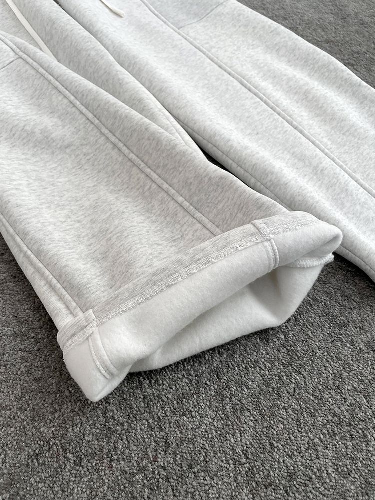 Pantaloni da jogging da donna con coulisse, foderati in pile e vita alta, vestibilità ampia, casual, in misto cotone (bianco, nero) Taglie S/M/L_voghion.com