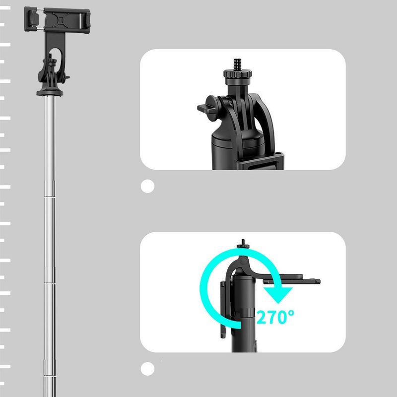 Langaton Bluetooth-selfiekeppi teleskooppikiinnike, tekniset tiedot: Q05 (musta)_voghion.com