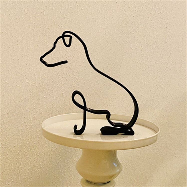 Păpușă Pomeraniană stație independentă MinimalistArtsculpture câine artă minimalistă sculptură animală ornamente_voghion.com