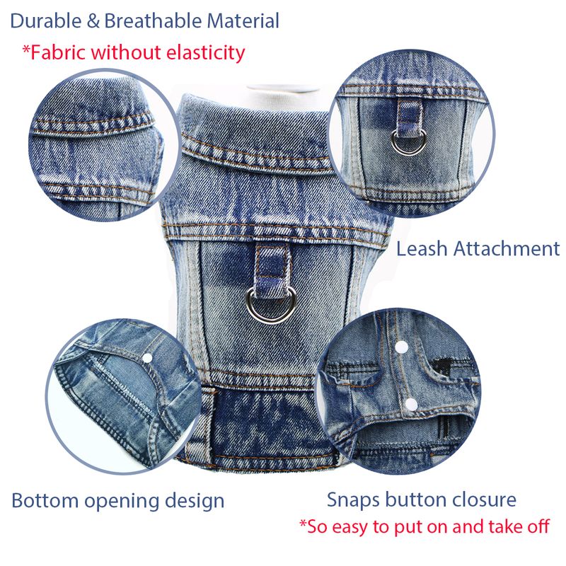 Retro Dog Clothes Small Dogs Beautiful Jacket For Puppies Durable Denim Vest With French Bulldog Universal Seasonal By PawParty Store_voghion.com