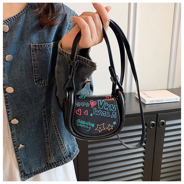 FOUR ONE Super süße Western Cartoon Graffiti kleine weibliche koreanische Version Student Crossbody Mini PU Tasche_voghion.com