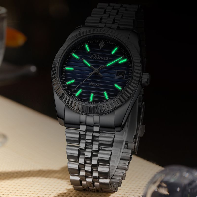 Montre à quartz tendance pour homme, bracelet en cuir, étanche, lumineuse, idéale pour les déplacements quotidiens, les fêtes, les anniversaires, la Saint-Valentin_voghion.com