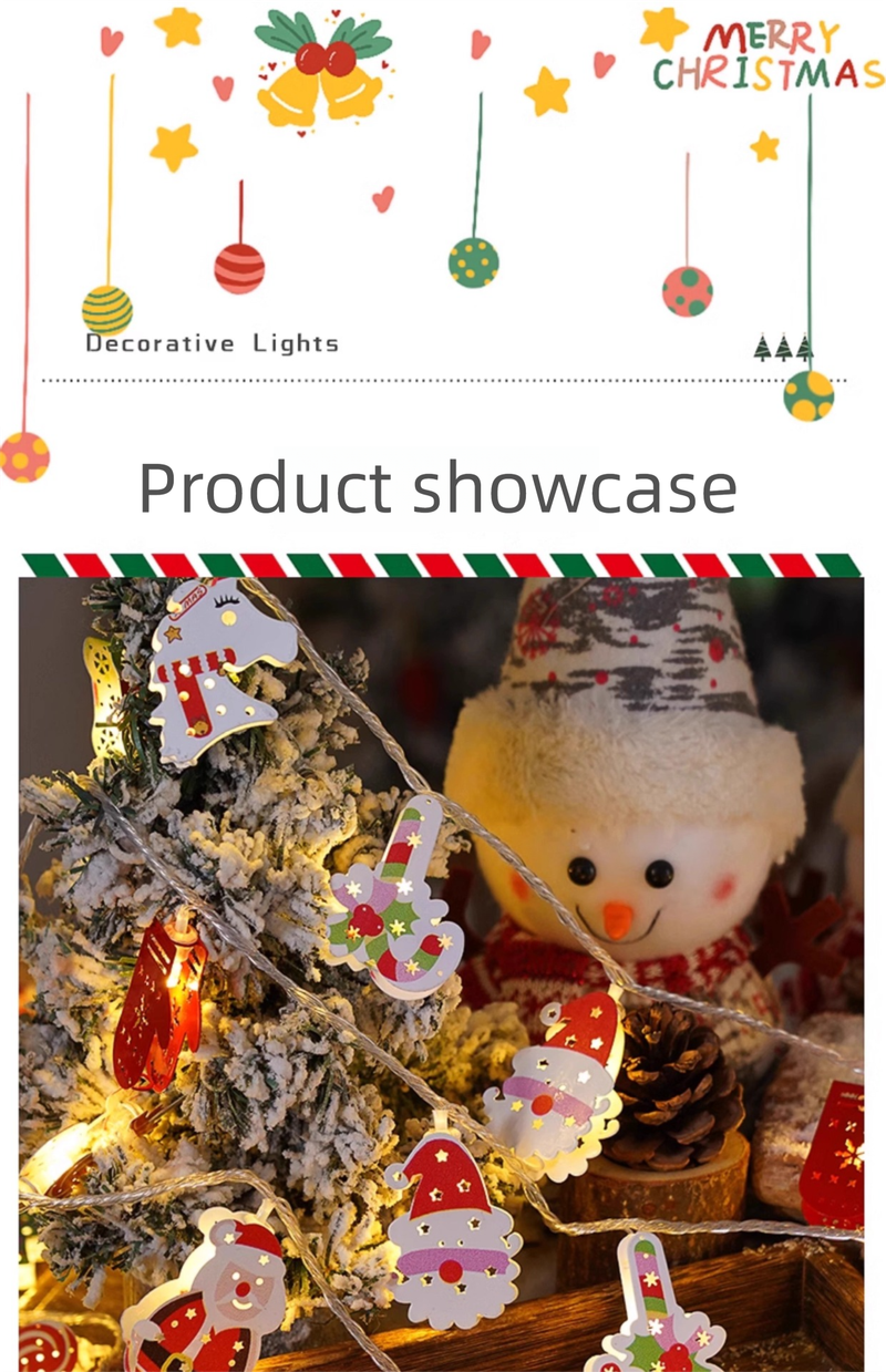 Decorative Christmas Tree Hanging Warm Light Acrylic Snowman Decoration Props Elderly Reindeer Colorful String Lights_voghion.com