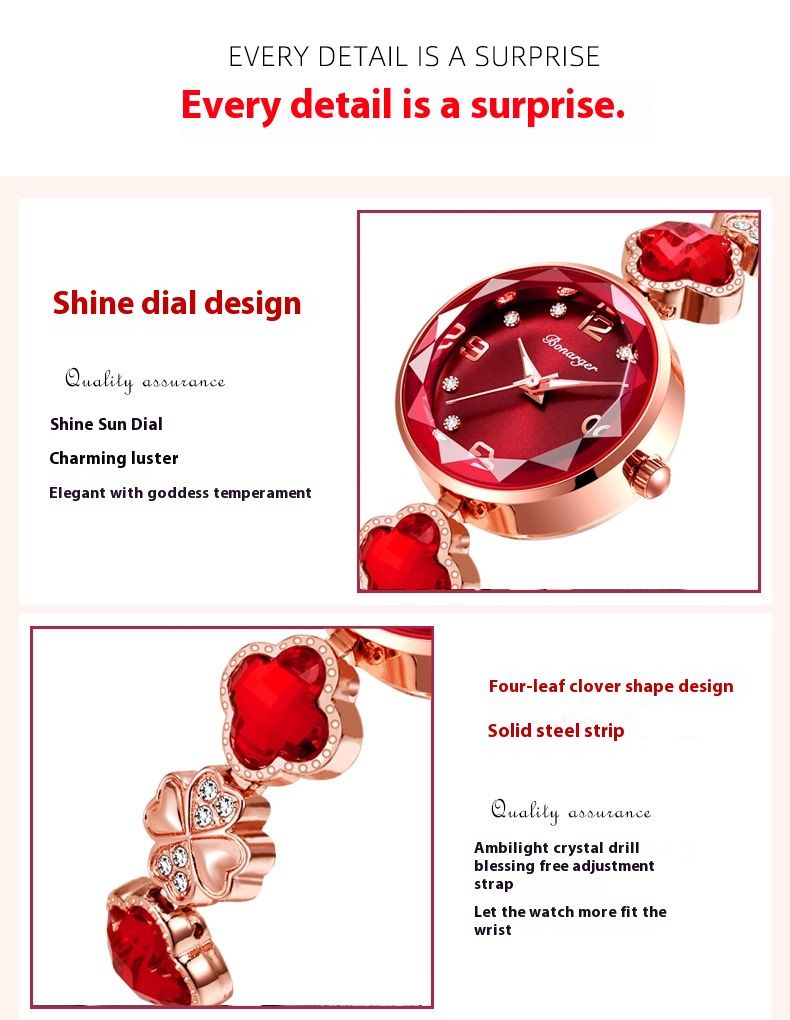 Wasserdichtes Armband mit vierblättrigem Kleeblatt, modischer neuer Stil, Nischenlicht-Luxus-Quarz-Damenuhr_voghion.com