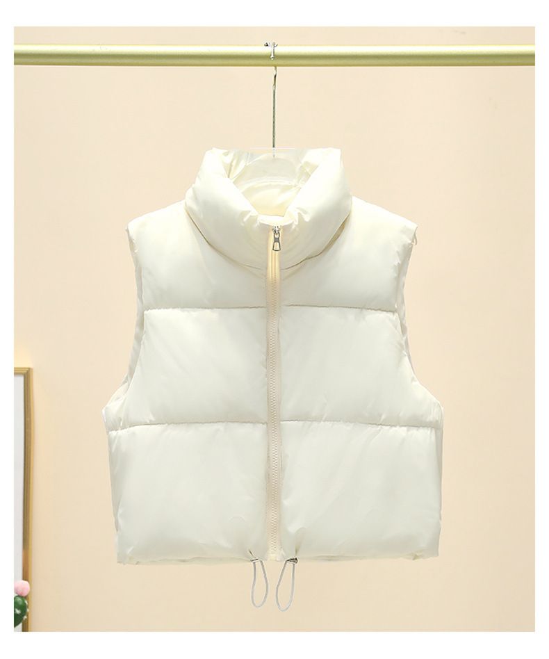 Gilet matelassé sans manches pour femme, léger, à col montant et fermeture éclair, coupe oversize, idéal pour l'automne/hiver, décontracté et professionnel._voghion.com
