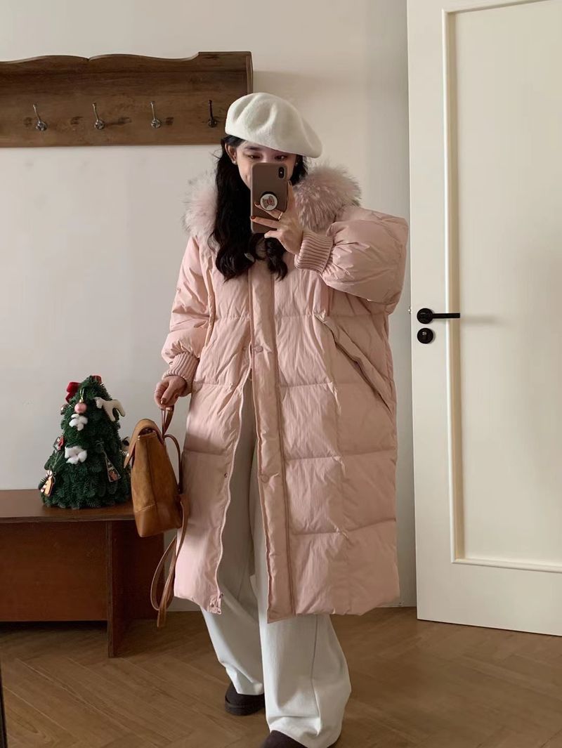 Damenmode lange Kapuzenjacke Warme Jacke_voghion.com