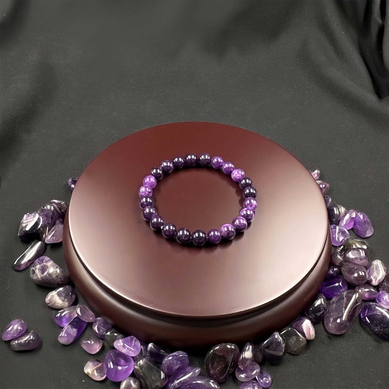Purple Dragon Stone Bracelet – Adjustable Elastic Line Healing Crystal Jewelry For Energy & Balance_voghion.com