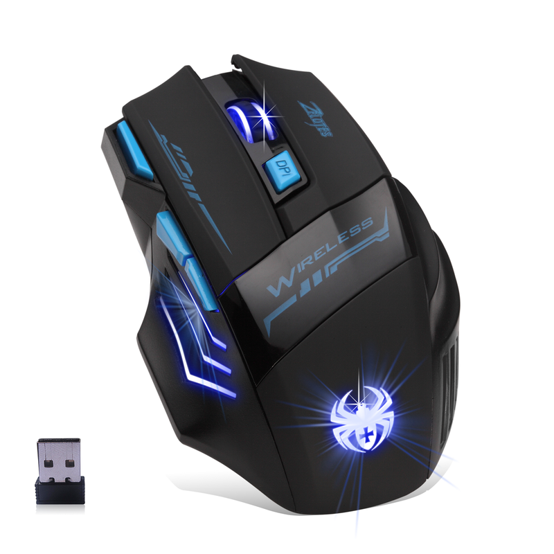 Mouse ottico da gioco wireless ZELOTES F-14 con LED blu_voghion.com