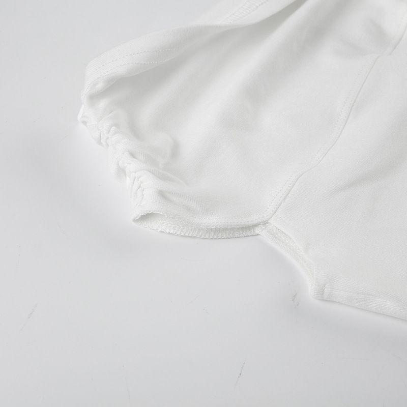 Top in maglia irregolare con nastro annodato dal design personalizzato per donna con scollo a spalle scoperte, maglietta estiva slim fit tinta unita di base_voghion.com