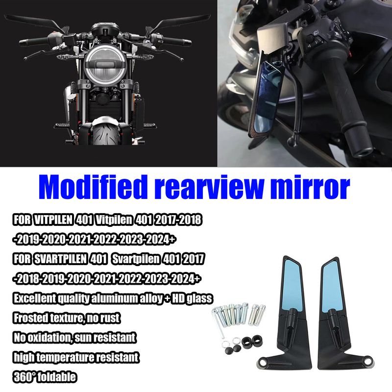 FOR Vitpilen 401 Svartpilen 401 Motorcycle Mirror Wind Wing side Rearview Reversing mirror Motorcycle Accessories_voghion.com