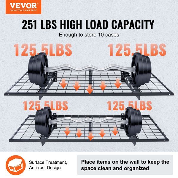 Garage Storage Shelving, 2 Pack, 4 X 2 Ft Heavy Duty Garage Shelves Wall Mounted, 502 Lbs Load Capacity(Total) Garage Storage Rack Floating Shelves_voghion.com