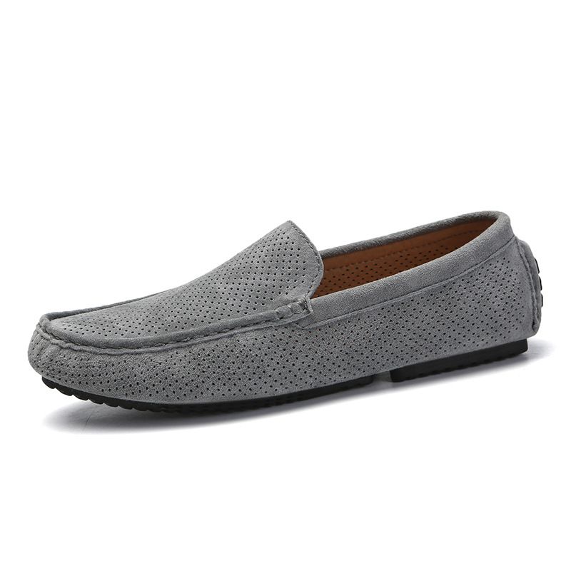 Heren zomer hol ademend bonensuèdeleer, gepersonaliseerde en veelzijdige luie herenschoenen, vrijetijdsschoenen_voghion.com