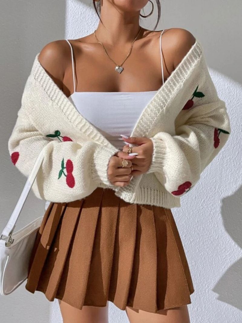 Women'S spring and autumn jacquard sweater loose casual knitted cardigan_voghion.com