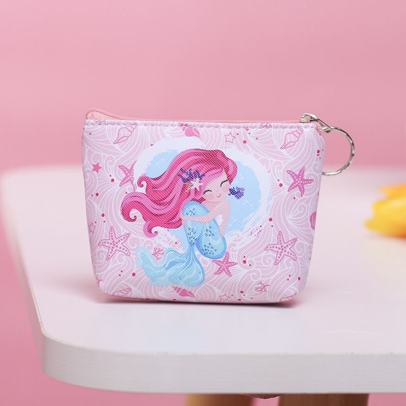Nuovo portafoglio piccolo da donna in pelle PU con cerniera, simpatico portamonete a forma di sirena_voghion.com