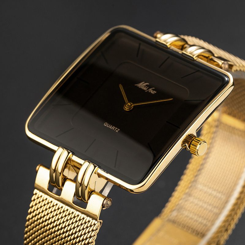 MISSFOX Watch Popular Classic Simple Square Stainless Steel Mesh Belt Quartz Men's Watch_voghion.com