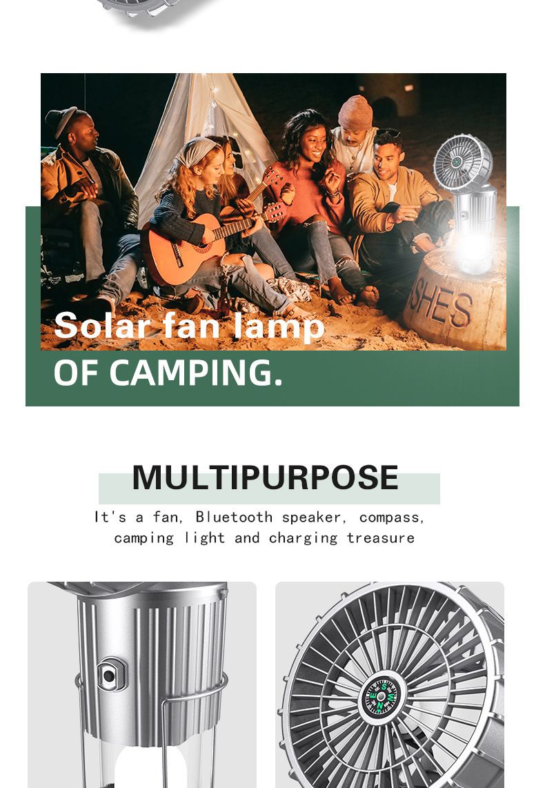Bärbar solcellsfläkt för utomhusbruk, campinglampa, litiumbatteri för häst_voghion.com