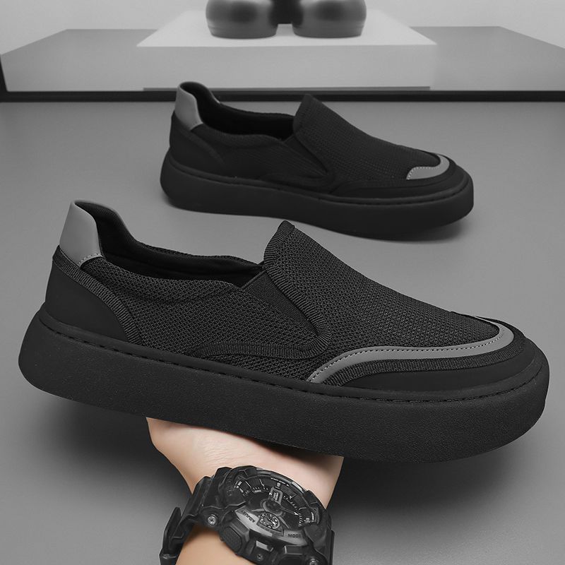 Scarpe estive slip-on da uomo, scarpe sportive casual in tessuto Old Beijing con pannello in rete nera, nuove scarpe da uomo_voghion.com