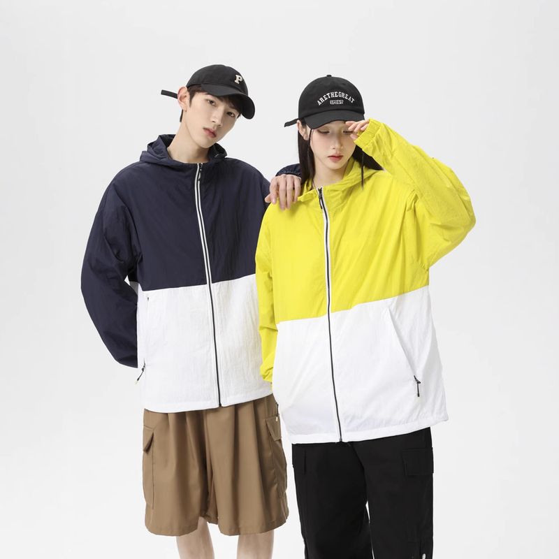 Summer UV Skin Outdoor Sun Protection Clothing Men's Patchwork Couple Style Exclusive Hooded Jacket_voghion.com