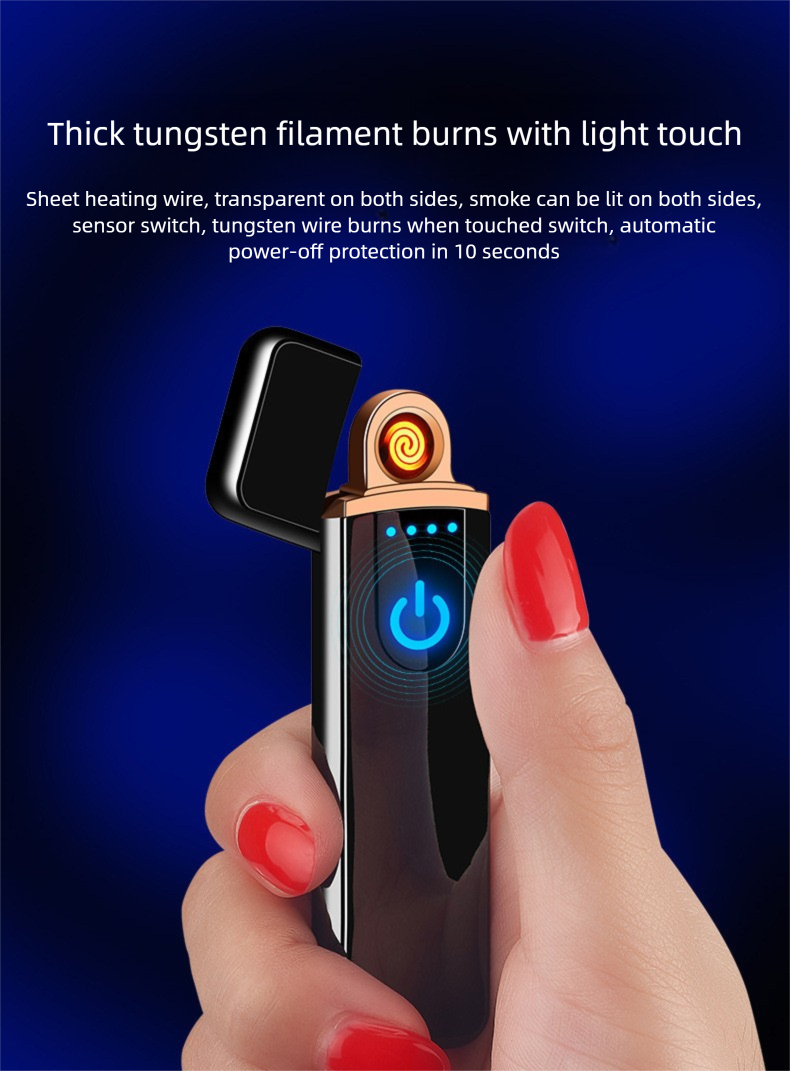 Briquet électronique à capteur tactile, mini USB, rechargeable, coupe-vent, personnalisé, créatif, publicitaire_voghion.com