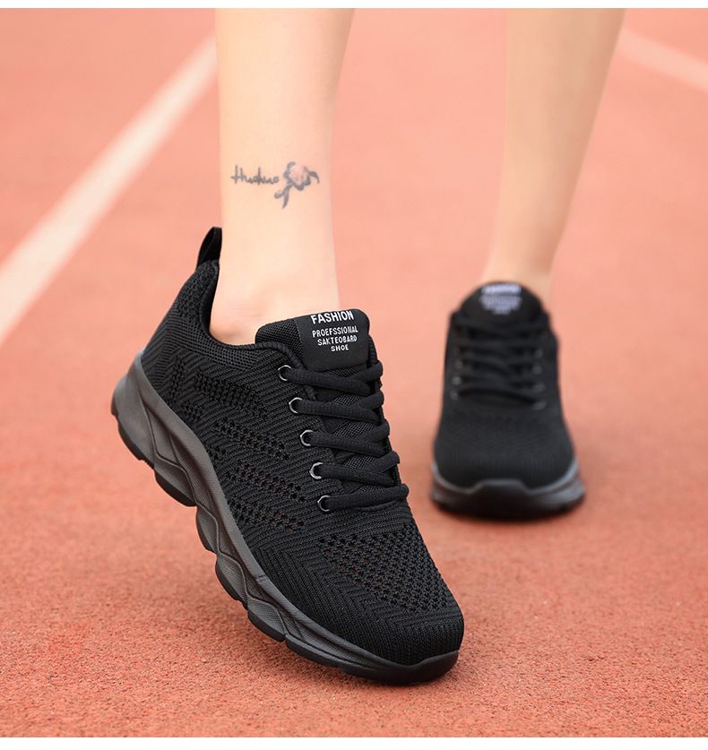 Dünne, große Sportschuhe mit weicher Sohle aus Flyknit-Hohlnetz für Damen, die lange stehen können, ohne dass die Füße ermüden._voghion.com