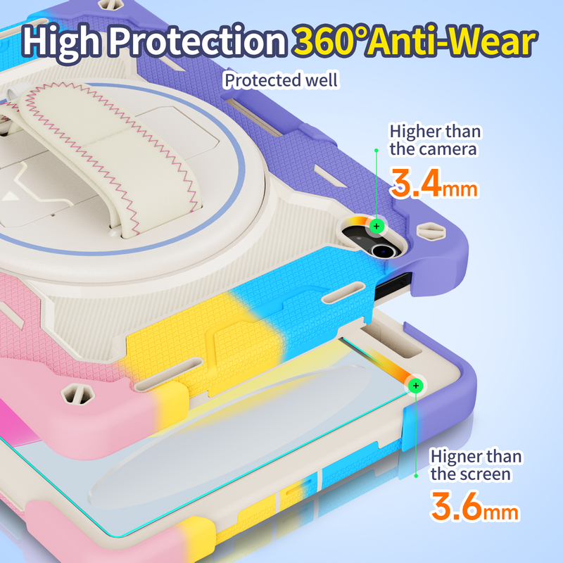 For iPad 10th Generation Case 10.9'' 2022 Full-Body Drop Protection Case With Pen Holder 360° Rotate Hand Strap/Stand For iPad_voghion.com