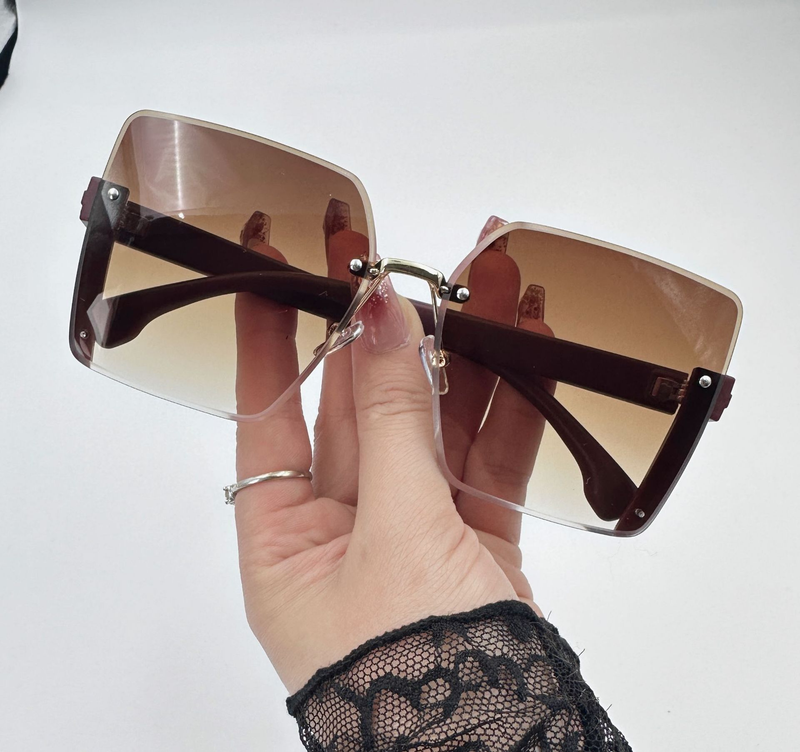 Women's Glasses trimmed square large frame sunglasses for women with UV protection, round face slimming sunglasses, advanced_voghion.com