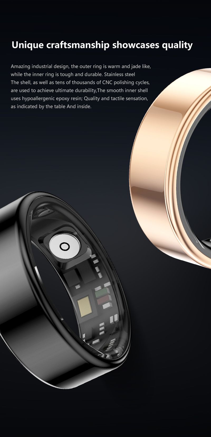 Smart Ring With 24/7 Health Monitoring - Track Heart Rate, Blood Oxygen, Sleep & Activity, Remote Camera Control, Lightweight & Stylish_voghion.com