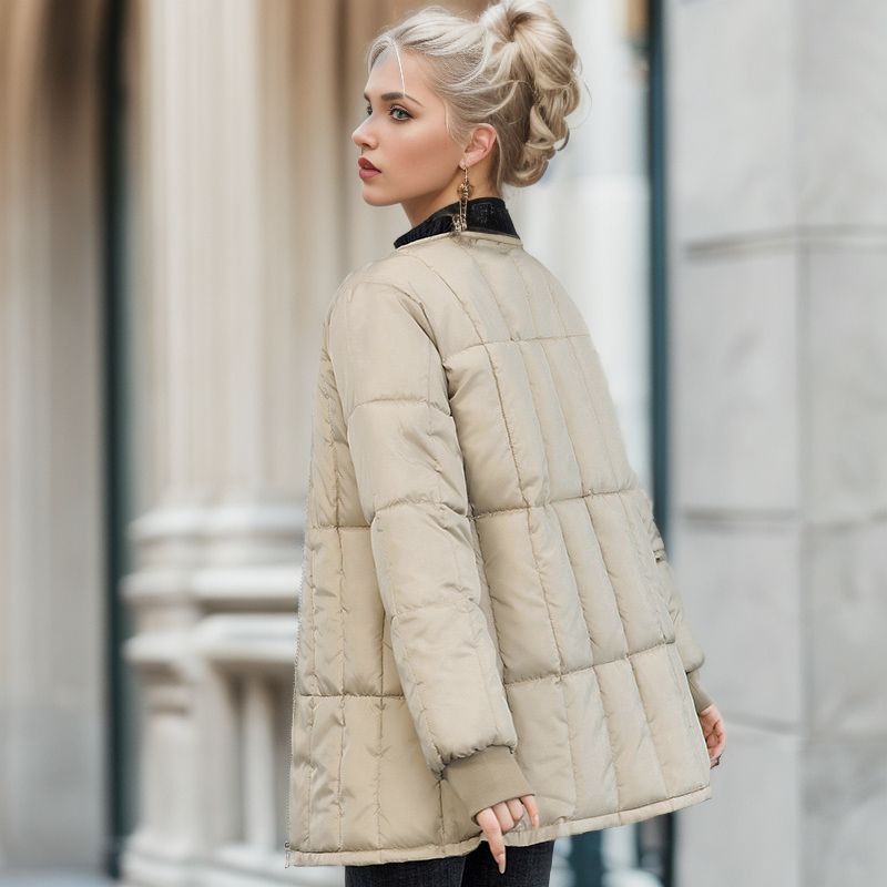 Einfarbiger, lässiger Wintermantel für Damen_voghion.com