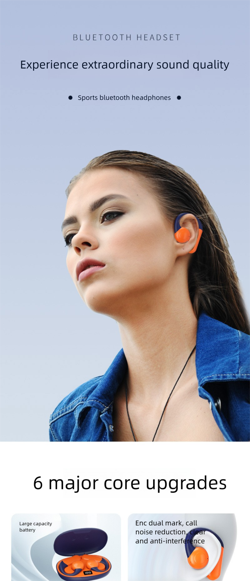 Qianhuan OWS Open Bluetooth Earphones True Wireless Non-In-Ear 5.3 Long Battery Life ENC Noise Cancelling Ear Hook Style_voghion.com