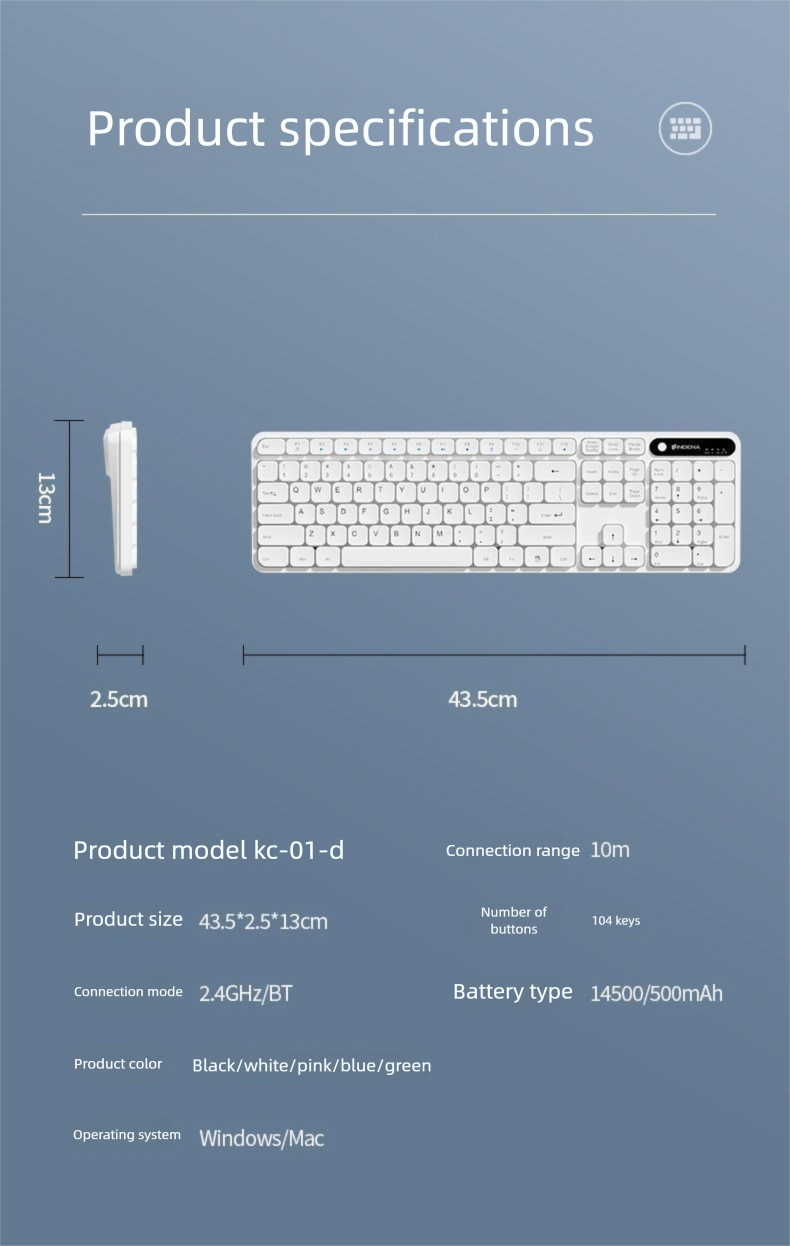 Wireless Bluetooth Keyboard Rechargeable Ultra-Thin Wired Silent Gaming Office Suitable For Girls' Laptops And Tablets_voghion.com