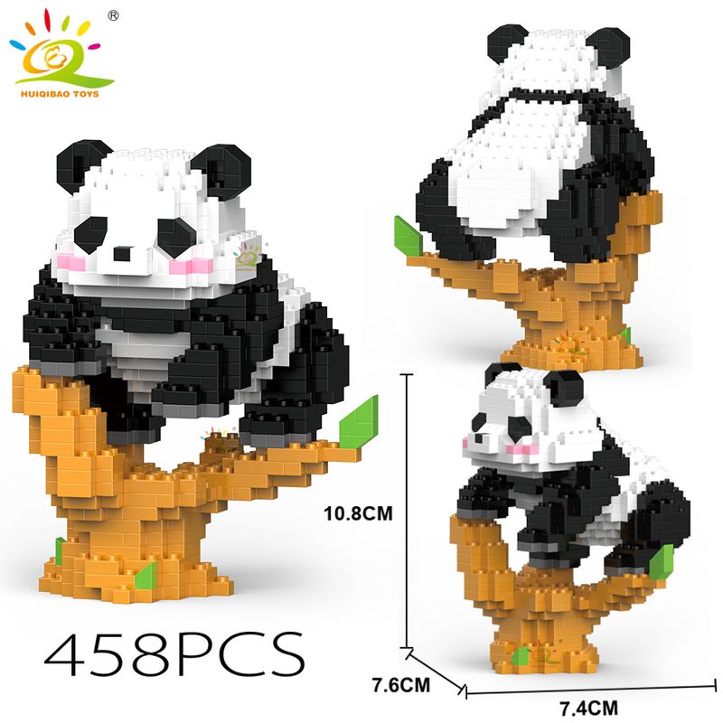 HUIQIBAO Mini roztomilá panda mikro stavební bloky 3D diamantový model zvířata cihly DIY město stavební hračky pro děti dárek_voghion.com