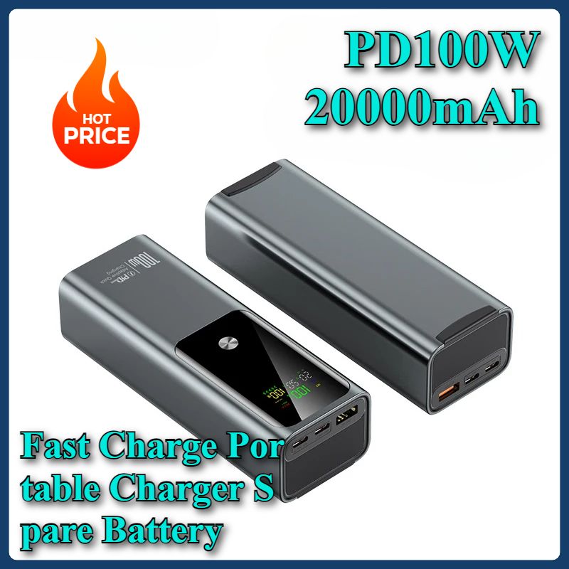 20000 mAh Powerbank mit großer Kapazität, tragbar, 100 W, USB C, schnelles Laden, mobiler externer Akku für iPhone 16_voghion.com